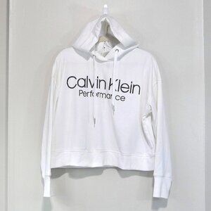 CALVIN KLEIN CROPPED WHITE HOODIE SIZE MEDIUM